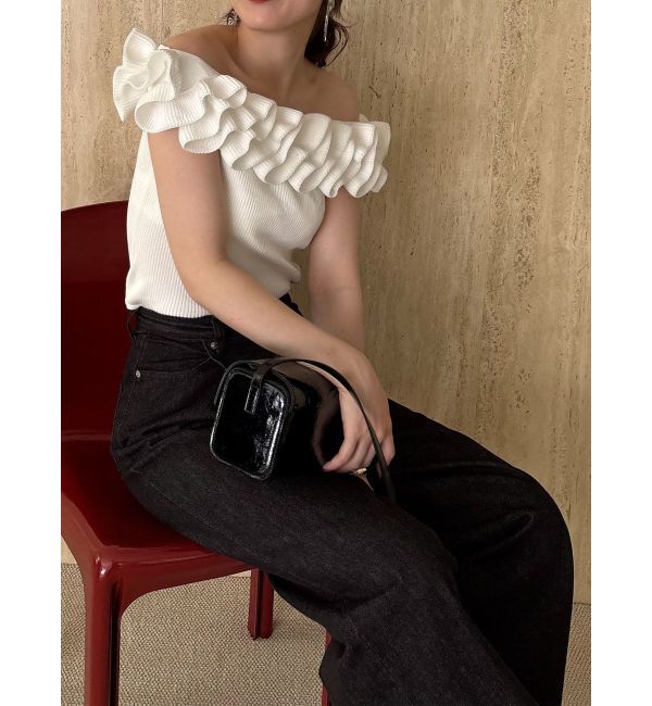 LAGUNAMOON「デコラフリルオフショルニットプルオーバー」|ニット・セーター|