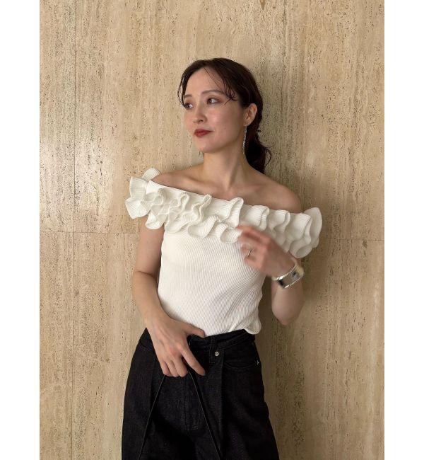 LAGUNAMOON「デコラフリルオフショルニットプルオーバー」|ニット・セーター|