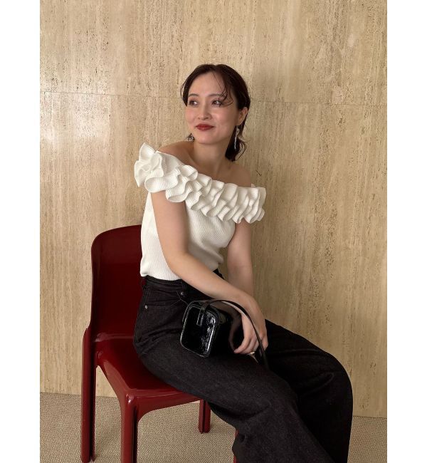 LAGUNAMOON「デコラフリルオフショルニットプルオーバー」|ニット・セーター|