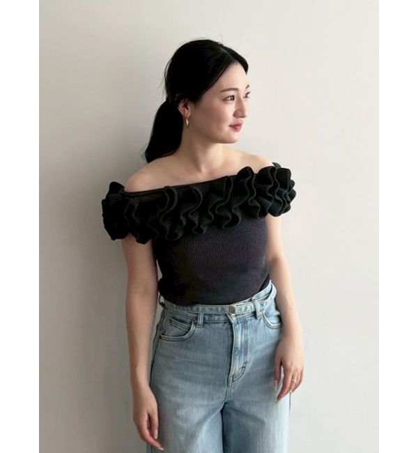 LAGUNAMOON「デコラフリルオフショルニットプルオーバー」|ニット・セーター|