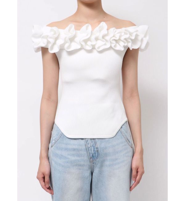 LAGUNAMOON「デコラフリルオフショルニットプルオーバー」|ニット・セーター|