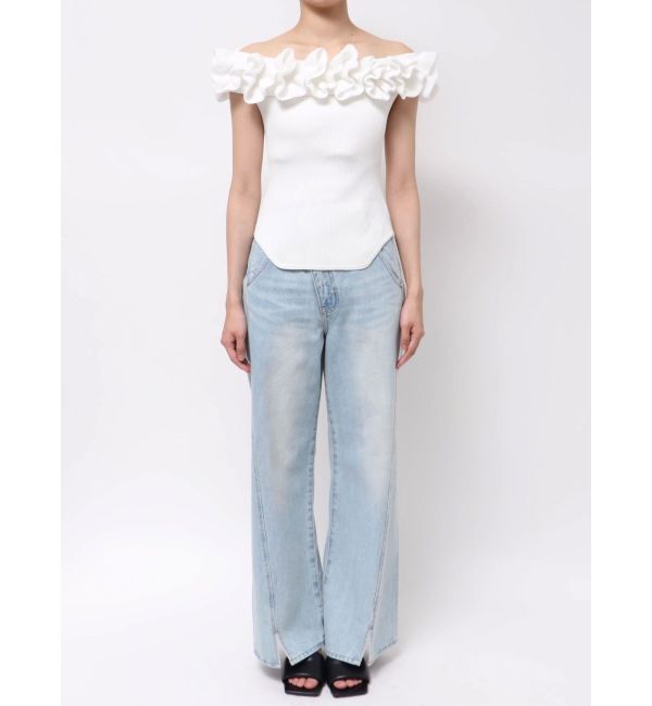 LAGUNAMOON「デコラフリルオフショルニットプルオーバー」|ニット・セーター|