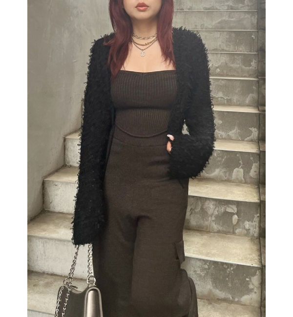 EVRIS「チュールミックスショートニットカーディガン」|ニット・セーター|