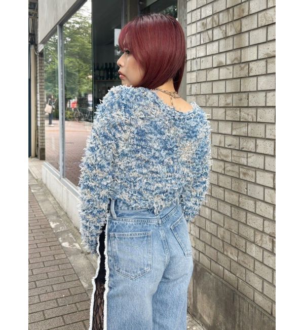 EVRIS「チュールミックスショートニットカーディガン」|ニット・セーター|