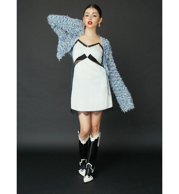 EVRIS「チュールミックスショートニットカーディガン」|ニット・セーター|