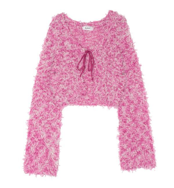 EVRIS「チュールミックスショートニットカーディガン」|ニット・セーター|