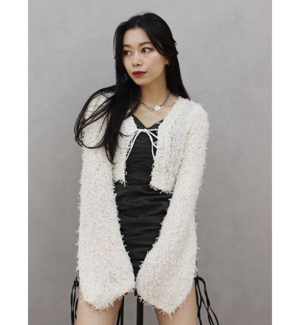 EVRIS「チュールミックスショートニットカーディガン」|ニット・セーター|