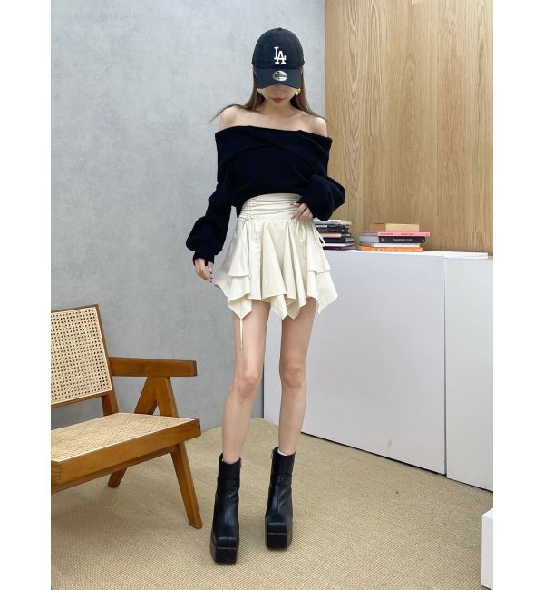 EVRIS「ツイストオフショルダーニットトップス」|ニット・セーター|