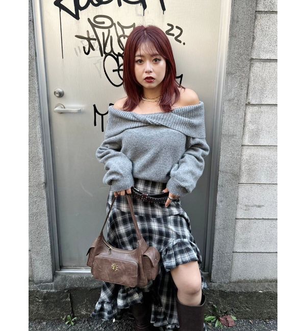 EVRIS「ツイストオフショルダーニットトップス」|ニット・セーター|