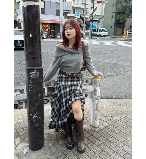 EVRIS「ツイストオフショルダーニットトップス」|ニット・セーター|