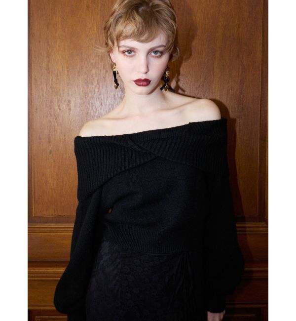 EVRIS「ツイストオフショルダーニットトップス」|ニット・セーター|