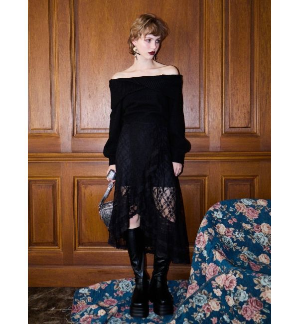 EVRIS「ツイストオフショルダーニットトップス」|ニット・セーター|