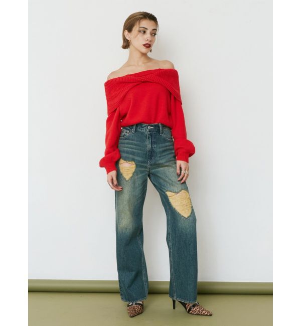 EVRIS「ツイストオフショルダーニットトップス」|ニット・セーター|