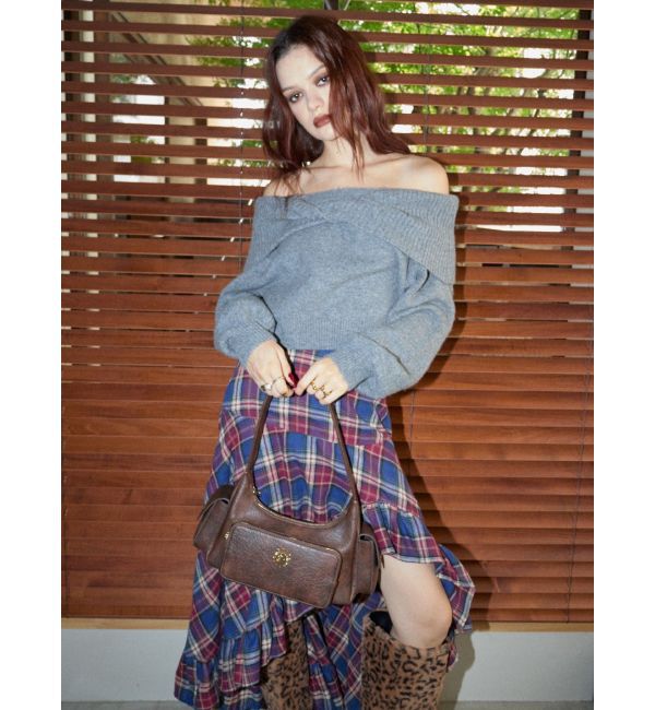 EVRIS「ツイストオフショルダーニットトップス」|ニット・セーター|