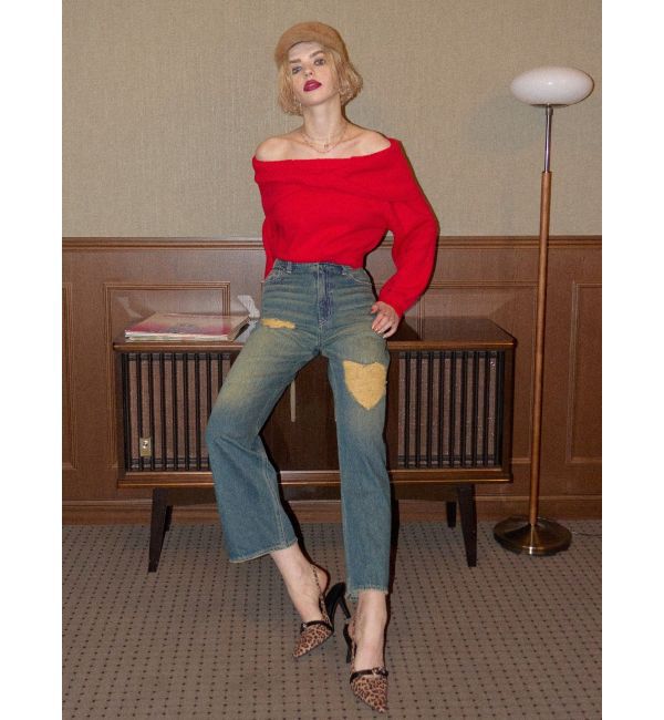 EVRIS「ツイストオフショルダーニットトップス」|ニット・セーター|