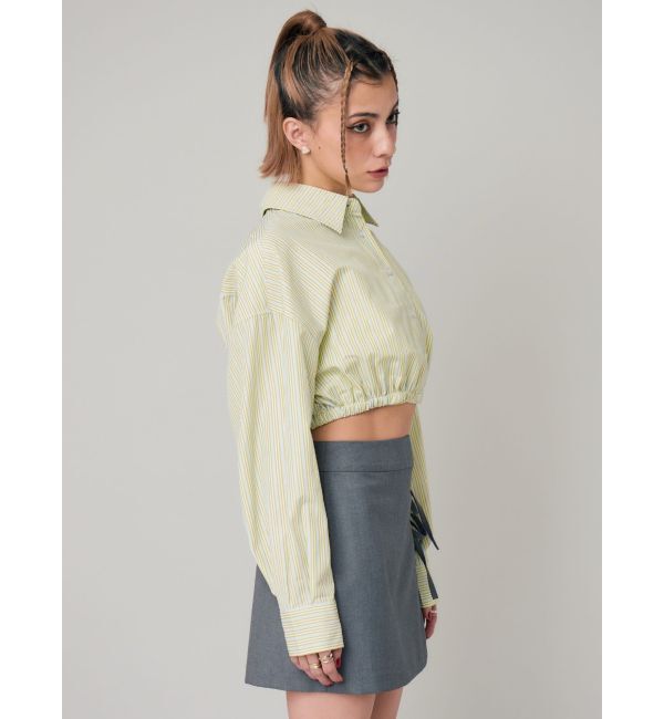 EVRIS「リボンデザインショートストライプシャツ」|シャツ・ブラウス|