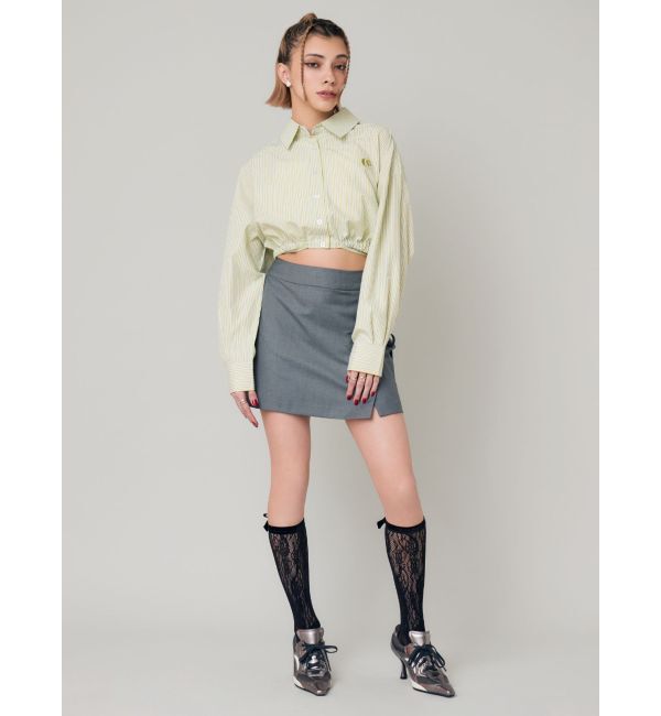 EVRIS「リボンデザインショートストライプシャツ」|シャツ・ブラウス|