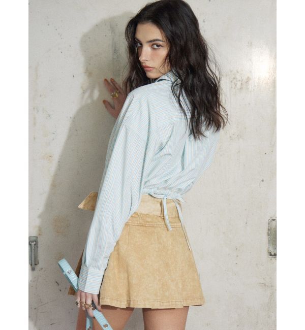 EVRIS「リボンデザインショートストライプシャツ」|シャツ・ブラウス|