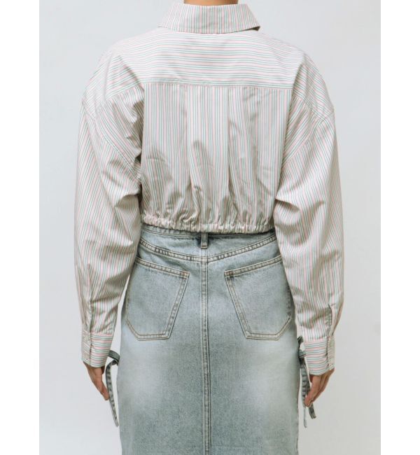 EVRIS「リボンデザインショートストライプシャツ」|シャツ・ブラウス|