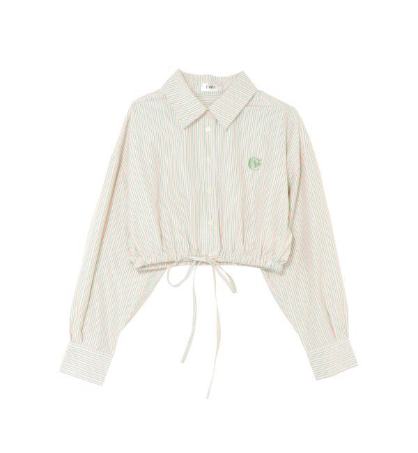 EVRIS「リボンデザインショートストライプシャツ」|シャツ・ブラウス|