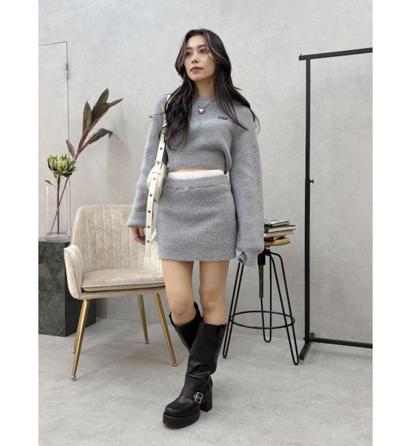 EVRIS「ダブルウエストファンシーヤーンミニスカート【セットアップ着用可能】」|スカート|