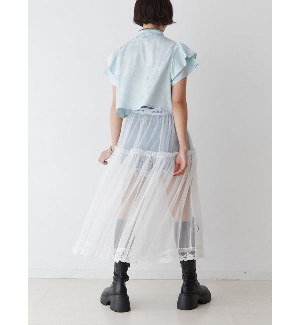 jouetie「ハーフスリーブショルダーフリルショートチャイナシャツ」|シャツ・ブラウス|