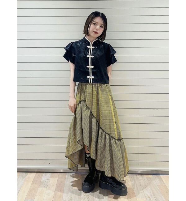 jouetie「ハーフスリーブショルダーフリルショートチャイナシャツ」|シャツ・ブラウス|