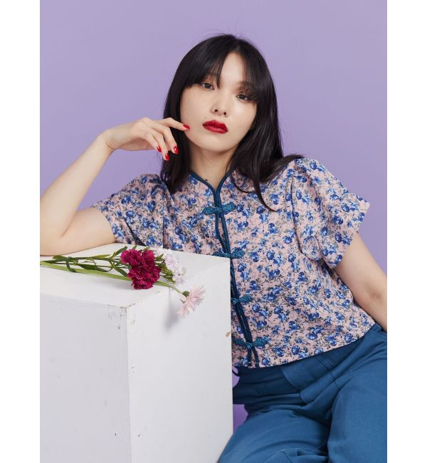 jouetie「ハーフスリーブショルダーフリルショートチャイナシャツ」|シャツ・ブラウス|