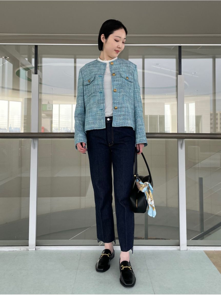 Mila Owen「裾段差テーパードデニムパンツ」|デニム|