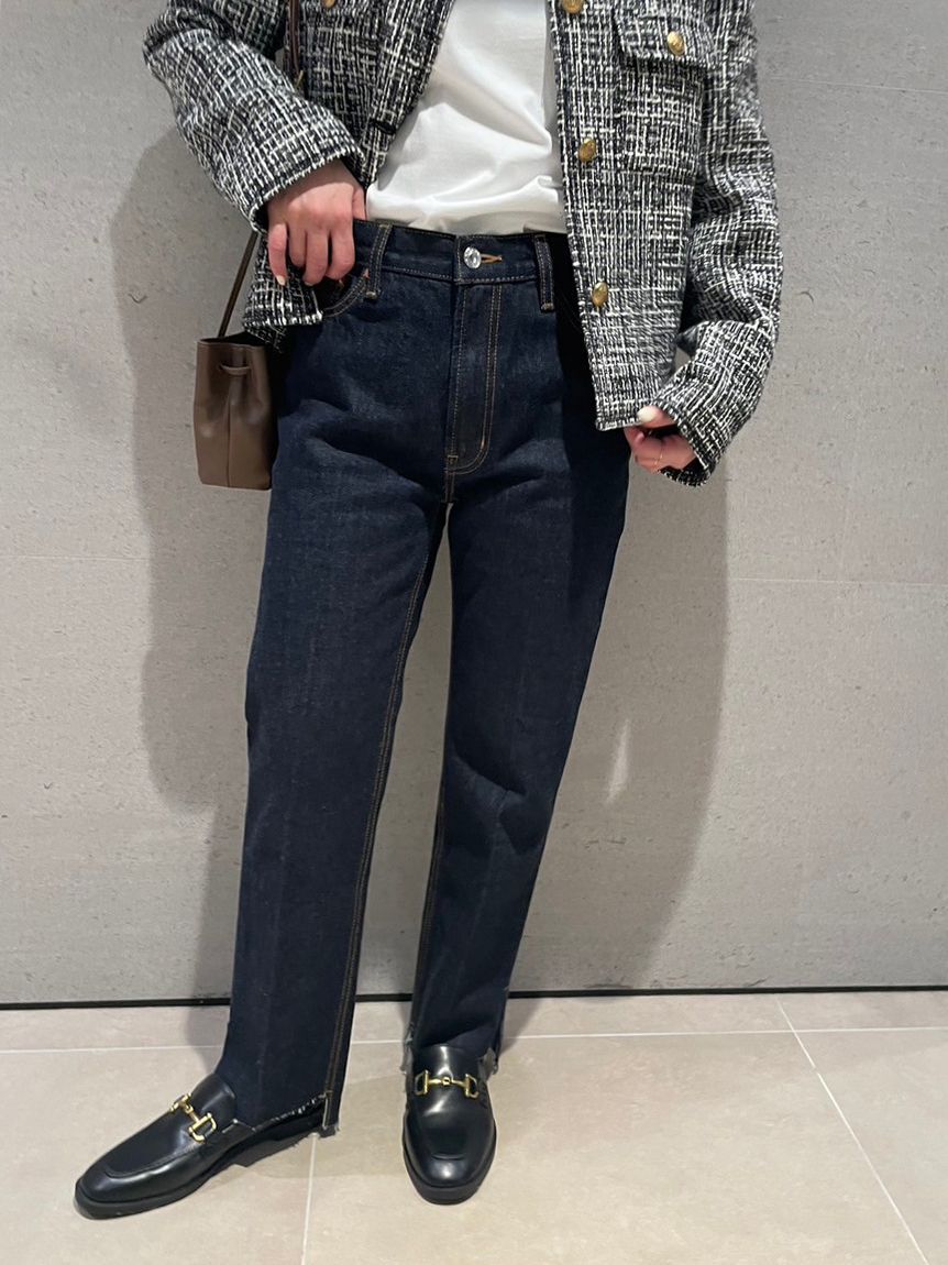 Mila Owen「裾段差テーパードデニムパンツ」|デニム|