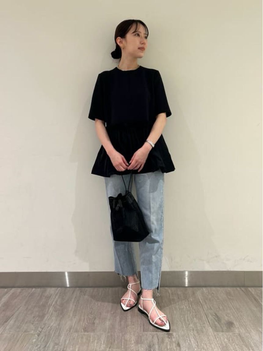 Mila Owen「裾段差テーパードデニムパンツ」|デニム|