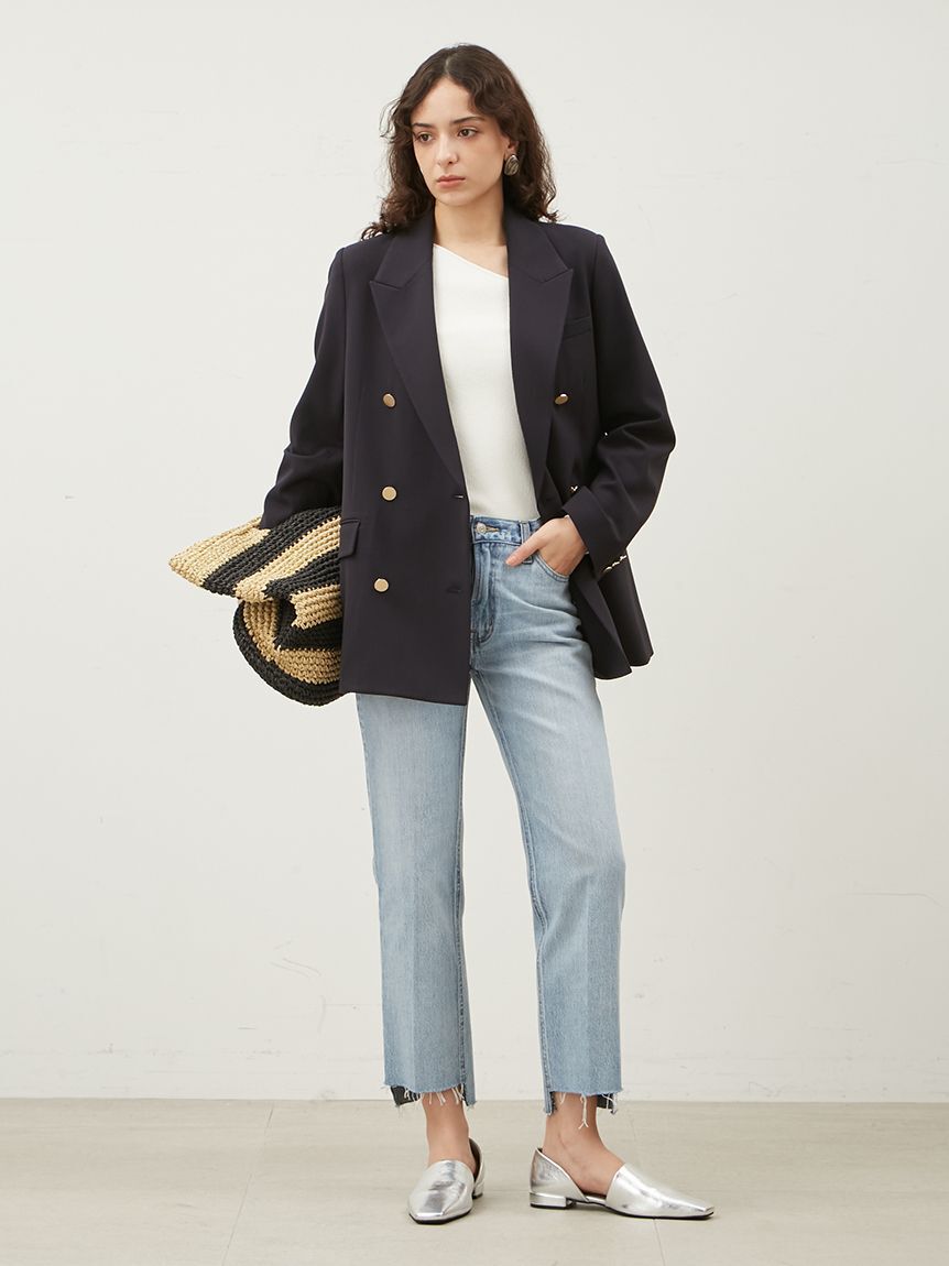 Mila Owen「裾段差テーパードデニムパンツ」|デニム|