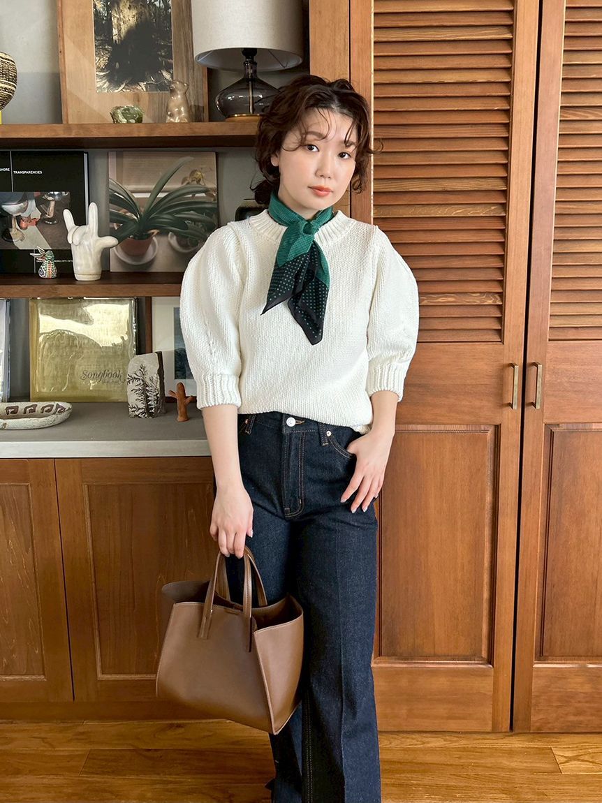 Mila Owen「裾段差テーパードデニムパンツ」|デニム|