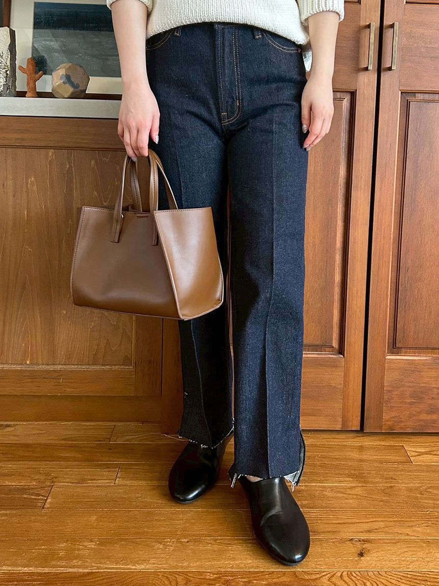 Mila Owen「裾段差テーパードデニムパンツ」|デニム|IND