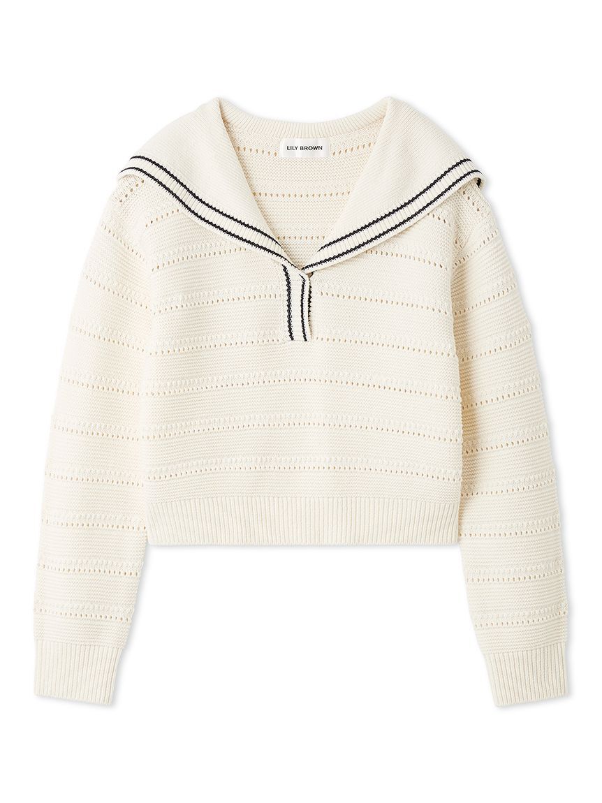 LILY BROWN「セーラーカラーニットトップス」|ニット・セーター|IVR