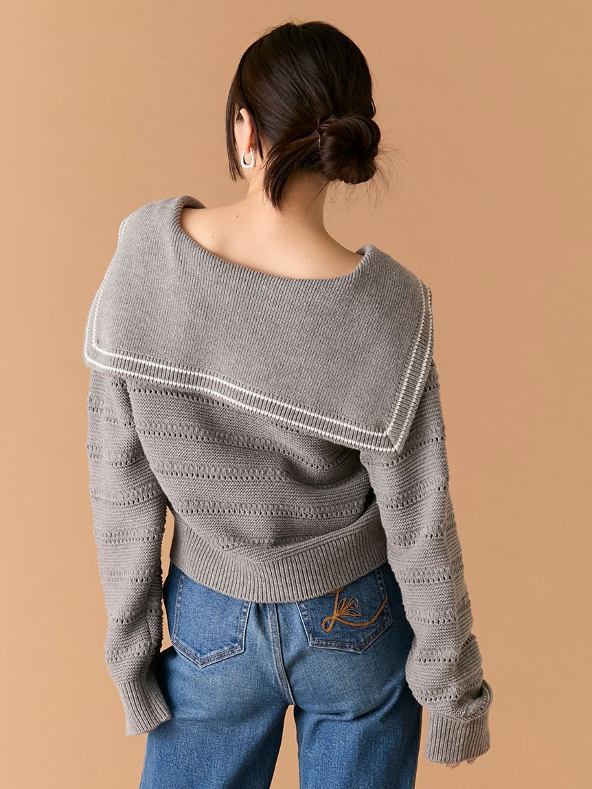 LILY BROWN「セーラーカラーニットトップス」|ニット・セーター|