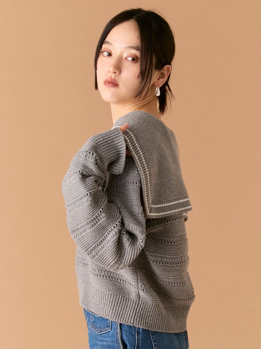 LILY BROWN「セーラーカラーニットトップス」|ニット・セーター|