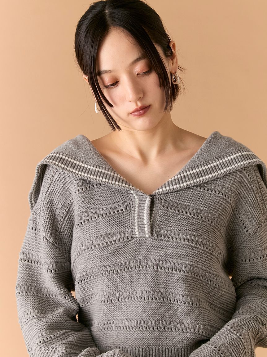 LILY BROWN「セーラーカラーニットトップス」|ニット・セーター|