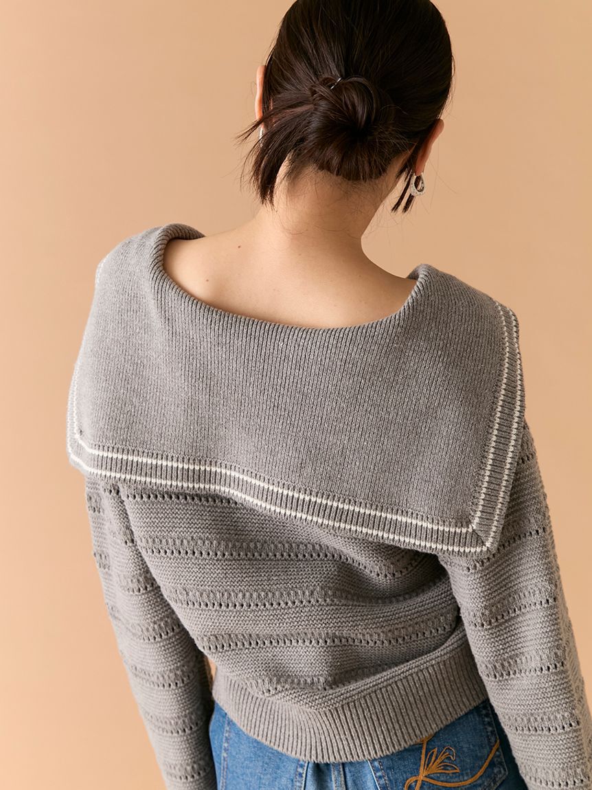 LILY BROWN「セーラーカラーニットトップス」|ニット・セーター|