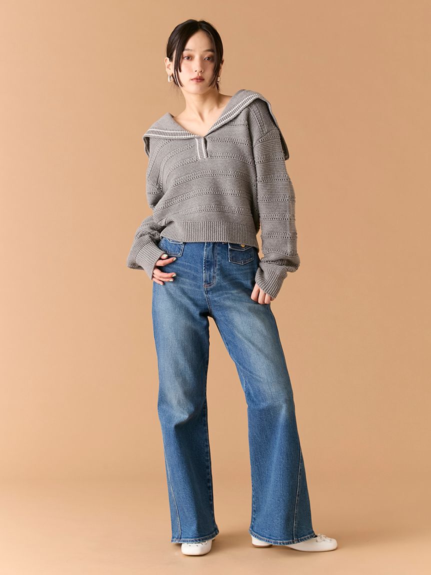 LILY BROWN「セーラーカラーニットトップス」|ニット・セーター|