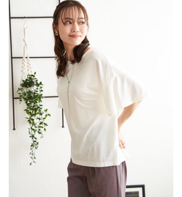 ikka「【接触冷感】さらひやフレア袖カットソー」|その他|