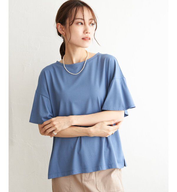 ikka「【接触冷感】さらひやフレア袖カットソー」|その他|スカイブルー