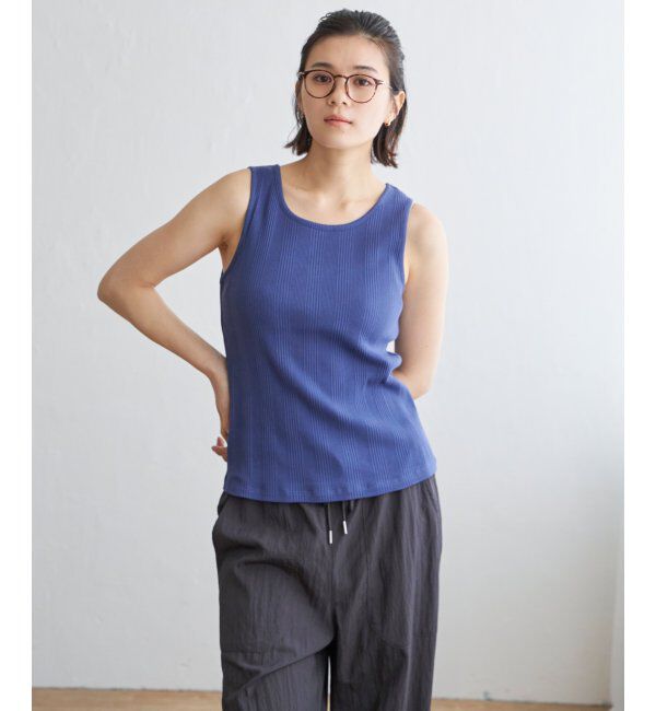 Lbc with Life「コットンUSAランダムテレコタンクトップ」|キャミソール|