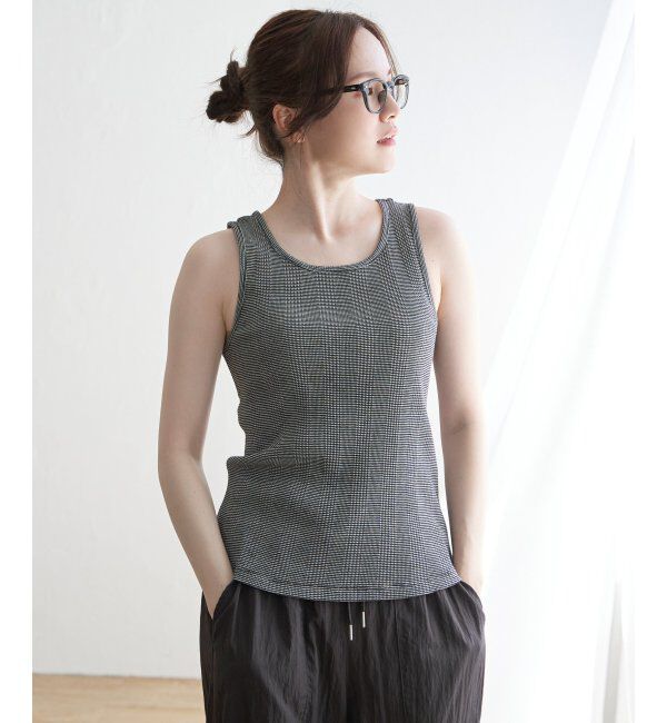 Lbc with Life「コットンUSAランダムテレコタンクトップ」|キャミソール|