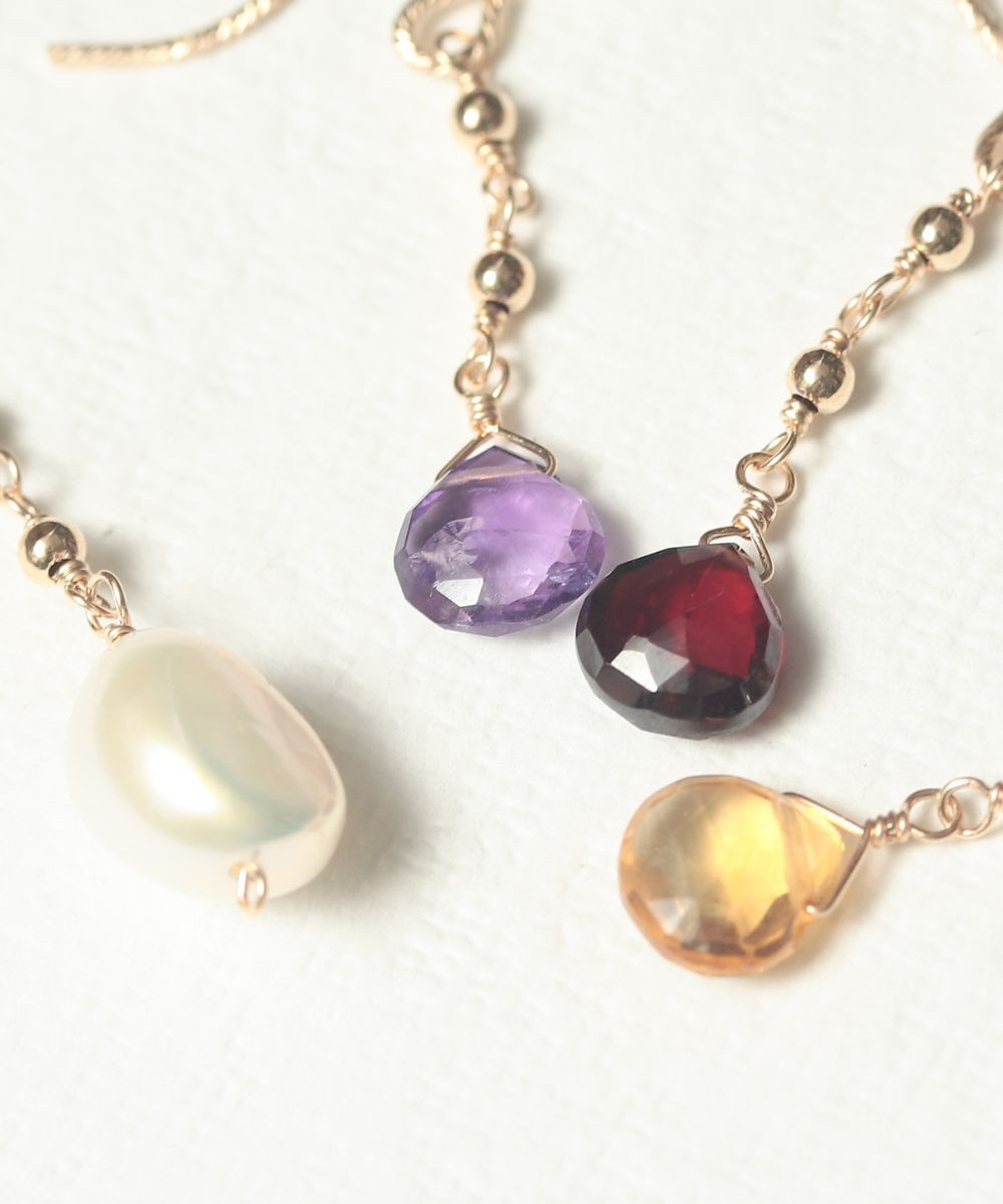  「K14GF ミラーボール 天然石 フックピアス　」|ピアス|