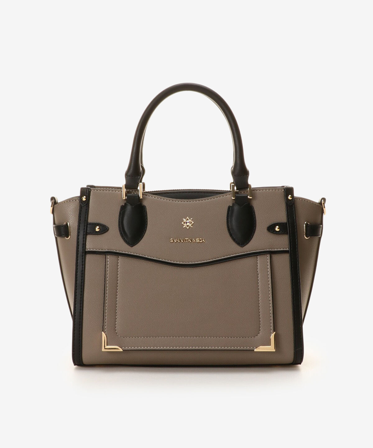 Samantha Vega「シンプルビジューハンドバッグ」|ハンドバッグ|グレージュ