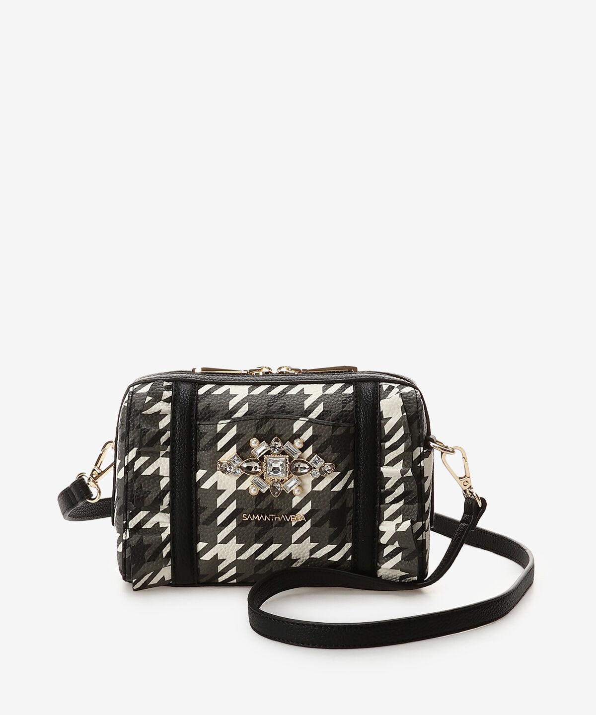 Samantha Vega「チェックビジューフリルショルダーバッグ」|ショルダー・メッセンジャー|ブラック