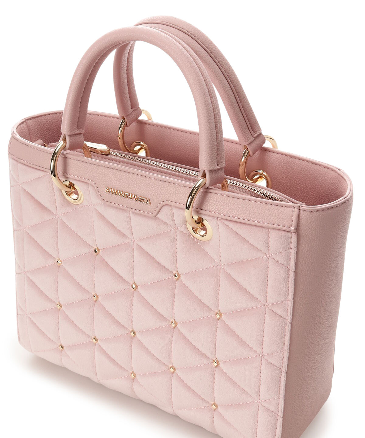 Samantha Vega「ベロアキルティングスタッズスクエアバッグ」|ハンドバッグ|