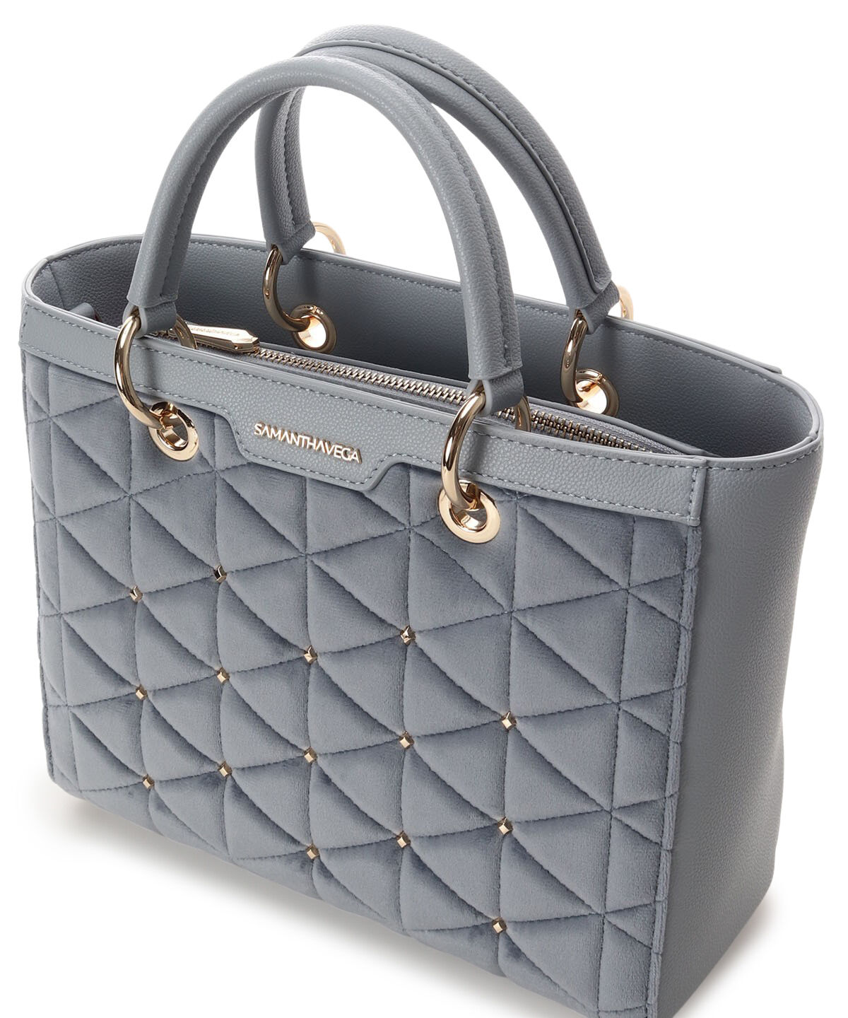 Samantha Vega「ベロアキルティングスタッズスクエアバッグ」|ハンドバッグ|