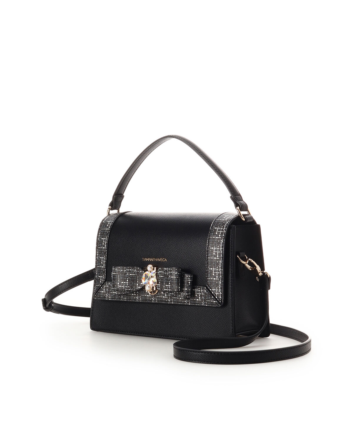 Samantha Vega「ツイードプリントジュエルリボンショルダーバッグ」|ショルダー・メッセンジャー|